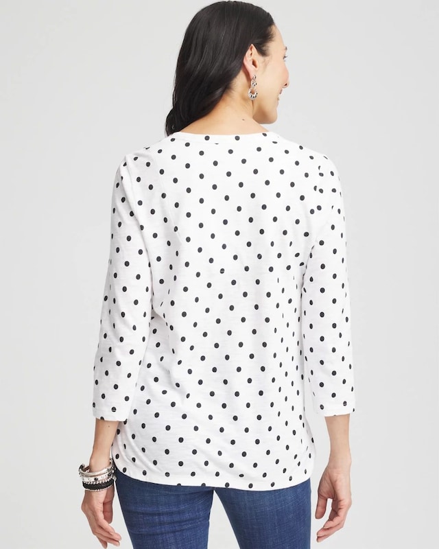 Polka-Dot Slub Scoop-Neck Tee - image 3
